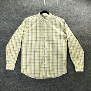 Preppy Plaid Pastels Shirt Men's M Long Sleeve Button Down Collar Yellow Green